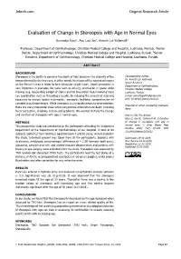 Evaluation of Change in Stereopsis with Age in Normal Eyes