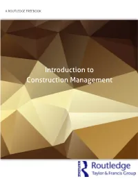 Introduction to Construction Management Introduction