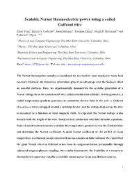 Scalable Nernst Thermoelectric Power Using a Coiled Galfenol Wire
