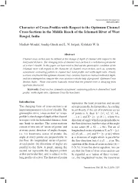 Character of Cross-Profiles with Respect to the Optimum Channel Cross-Sections in the Middle Reach of the Ichamati River of West Bengal, India