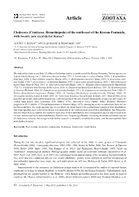 Cladocera (Crustacea: Branchiopoda) of the South-East of the Korean Peninsula, with Twenty New Records for Korea*
