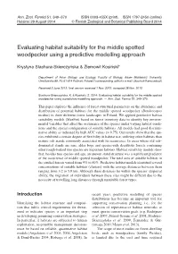 Evaluating Habitat Suitability for the Middle Spotted Woodpecker Using a Predictive Modelling Approach