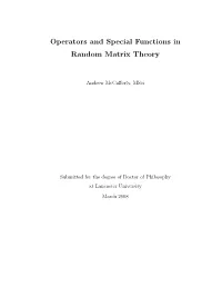 Operators and Special Functions in Random Matrix Theory