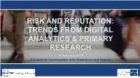 Risk and Reputation: Trends from Digital