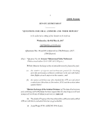 Senate. 260Th Session 08-03-2017