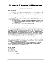 Stephen F. Austin HS Drumline Audition Guidelines and Materials for the 2016-2017 School Year