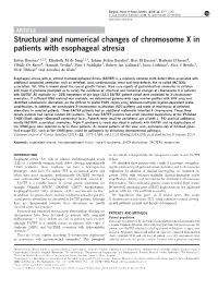 Structural and Numerical Changes of Chromosome X in Patients with Esophageal Atresia