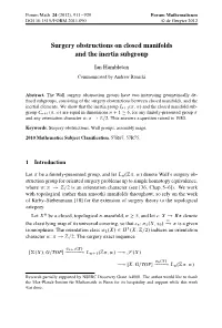 Surgery Obstructions on Closed Manifolds and the Inertia Subgroup