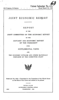 Union Calendar No. 475 JOINT ECONOMIC REPMORT