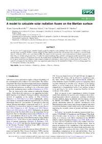 A Model to Calculate Solar Radiation Fluxes on the Martian Surface