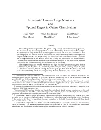 Adversarial Laws of Large Numbers and Optimal Regret in Online Classiﬁcation