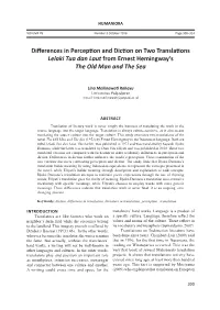 Differences in Perception and Diction on Two Translations Lelaki Tua Dan