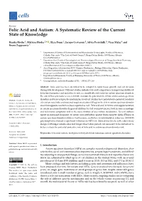 Folic Acid and Autism: a Systematic Review of the Current State of Knowledge