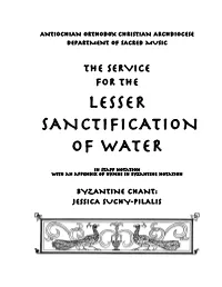 Lesser Sanctification of Water, Service