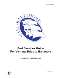 Port Services Guide for Visiting Ships to Baltimore