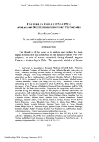 Torture in Chile (1973-1990): Analysis of One Hundred Survivors'