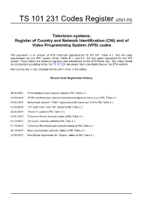 TS 101 231 Codes Register (2021-03)