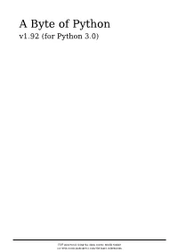 A Byte of Python V1.92 (For Python 3.0)