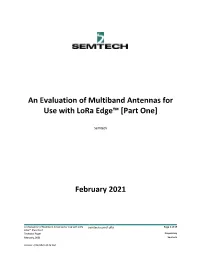 An Evaluation of Multiband Antennas for Use with Lora Edge™ [Part One]