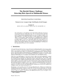 Detecting Hate Speech in Multimodal Memes