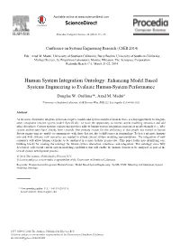 Enhancing Model Based Systems Engineering to Evaluate Human-System Performance