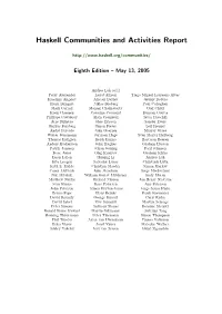 Haskell Communities and Activities Report