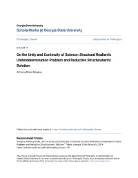 On the Unity and Continuity of Science: Structural Realism's Underdetermination Problem and Reductive Structuralism's Solution