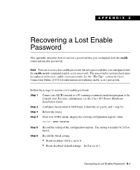 Recovering a Lost Enable Password