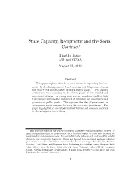 State Capacity, Reciprocity and the Social Contract∗