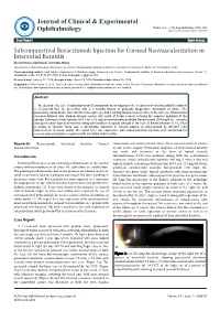 Subconjunctival Bevacizumab Injection for Corneal Neovascularization in Interstitial Keratitis