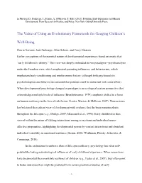 The Value of Using an Evolutionary Framework for Gauging Children's