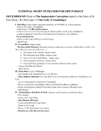 Feast of the Immaculate Conception United to the Feast of St. Juan Diego, the Messenger of Our Lady of Guadalupe)