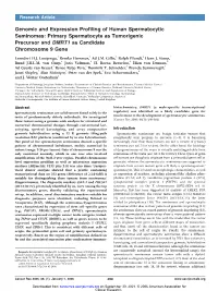 Genomic and Expression Profiling of Human Spermatocytic Seminomas: Primary Spermatocyte As Tumorigenic Precursor and DMRT1 As Candidate Chromosome 9 Gene