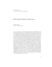 Kant and the Problem of Experience