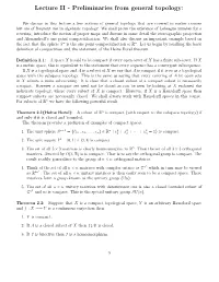 Lecture II - Preliminaries from General Topology