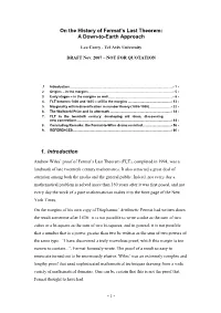 On the History of Fermat's Last Theorem: a Down-To-Earth