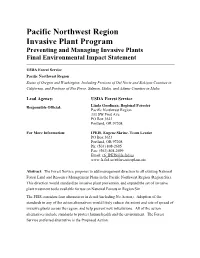 Pacific Northwest Region Invasive Plant Program Preventing and Managing Invasive Plants Final Environmental Impact Statement