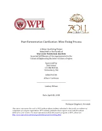 Post-Fermentation Clarification: Wine Fining Process