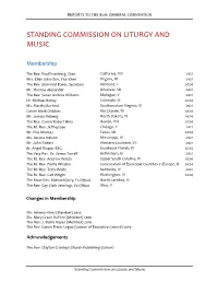 Report to the 80Th General Convention of the Standing Commission on Liturgy and Music