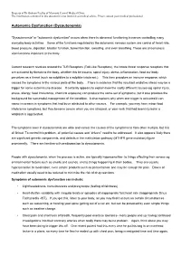 Autonomic Dysfunction (Dysautonomia)