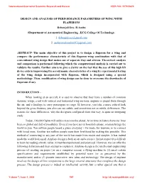 DESIGN and ANALYSIS of PERFORMANCE PARAMETERS of WING with FLAPERONS Debanjali Dey, R.Aasha #Department of Aeronautical Engineering , KCG College of Technology