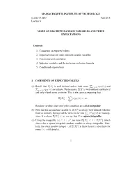 More on Discrete Random Variables and Their Expectations