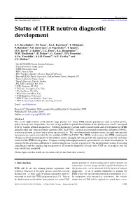 Status of ITER Neutron Diagnostic Development