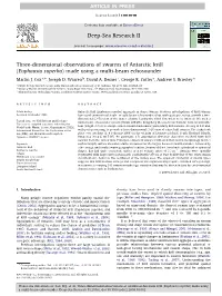 Three-Dimensional Observations of Swarms of Antarctic Krill (Euphausia Superba) Made Using a Multi-Beam Echosounder