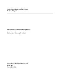 2013 Whychus Creek Monitoring Report