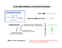 A One-Slide Summary of Quantum Mechanics