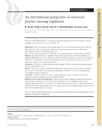 An International Perspective of Advanced Practice Nursing Regulation