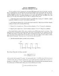 Ee 2101 - Experiment 7 Rms and Average Values