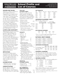 School Profile and List of Courses