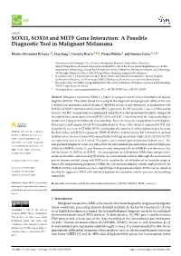 SOX11, SOX10 and MITF Gene Interaction: a Possible Diagnostic Tool in Malignant Melanoma